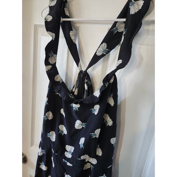 Ann Taylor Loft Sz 14 Jumpsuit Pants Romper Blue Lily Floral Overalls - Picture 3 of 11